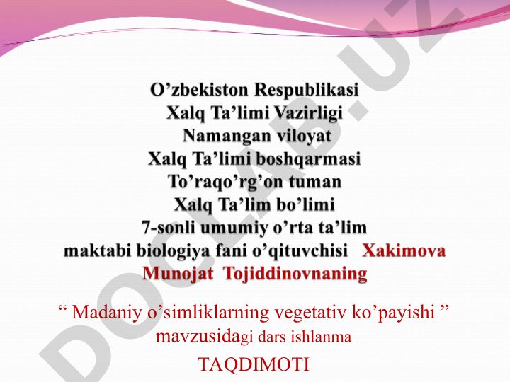 Madaniy o'simliklarning vegetativ ko'payishi
