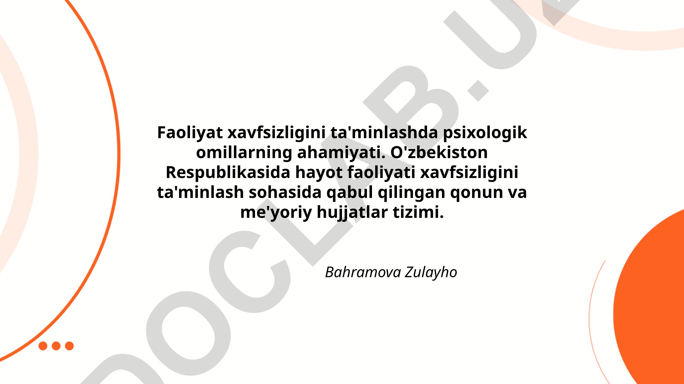 Faoliyat xavfsizligini ta'minlashda psixologik omillarning ahamiyati