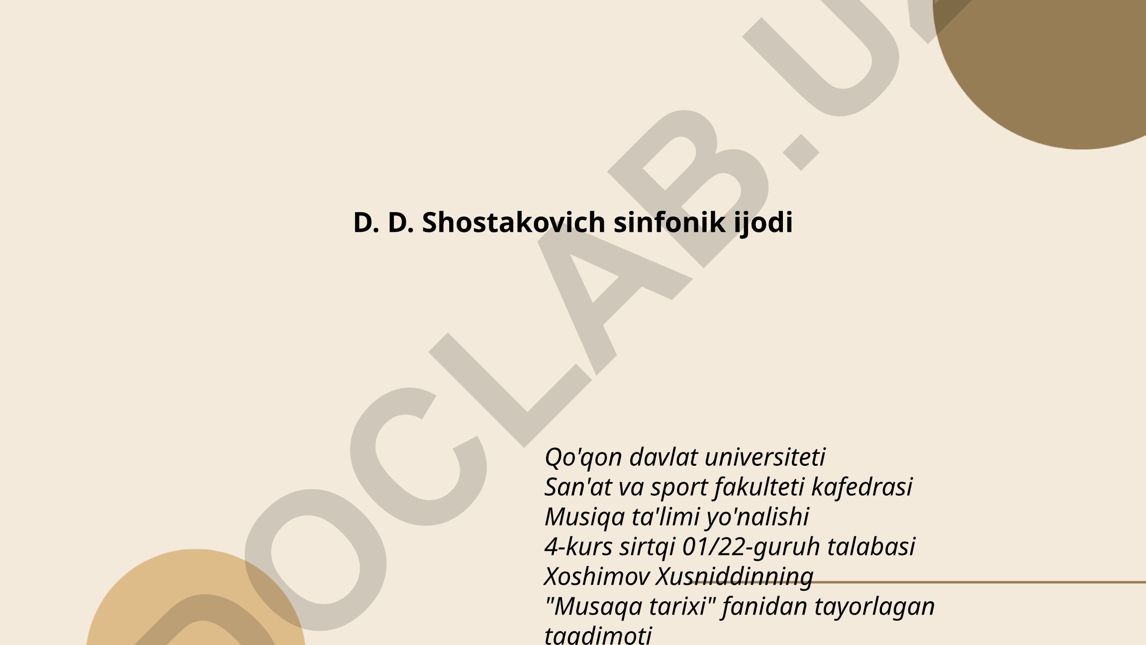 D. D. Shostakovich sinfonik ijodi