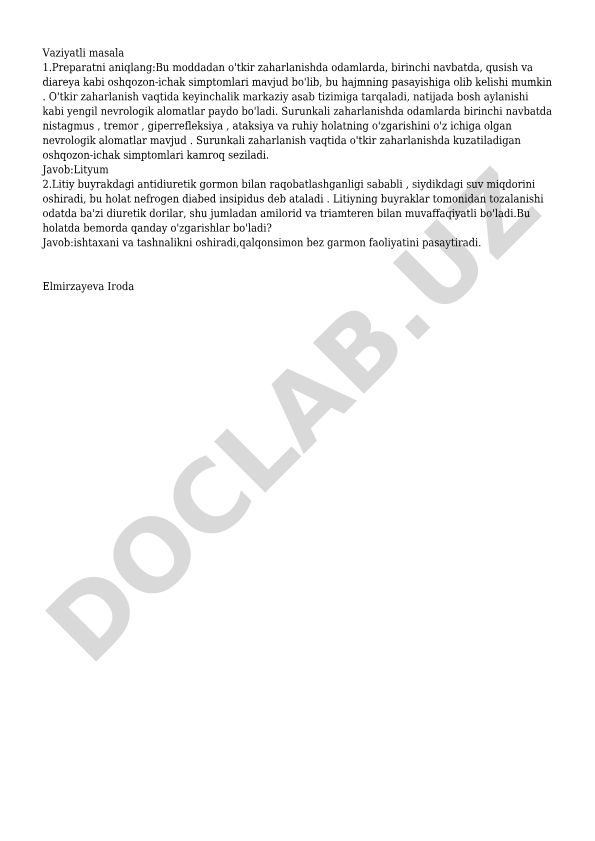 Litiy preparatining zaharlanish alomatlari va ta'siri