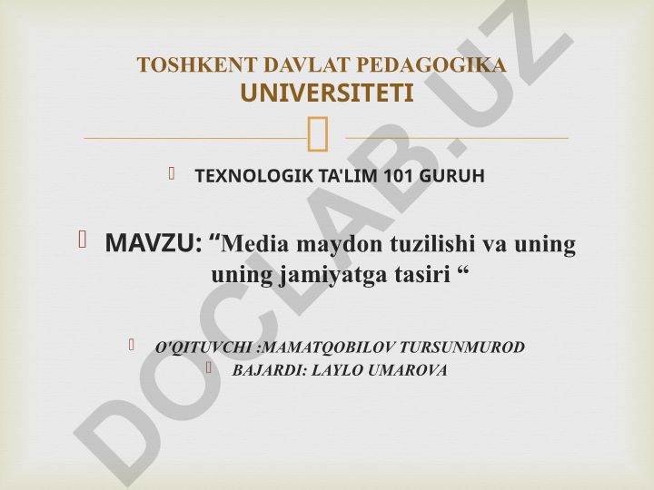 Media maydon tuzilishi va uning jamiyatga tasiri