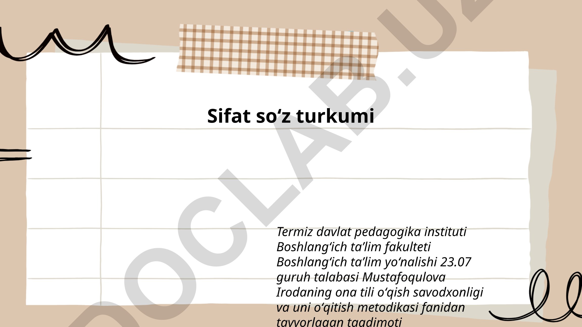 Sifat soʻz turkumi
