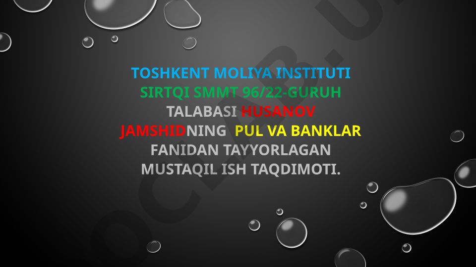 Iqtisodiy taraqqiyotda pulning roli