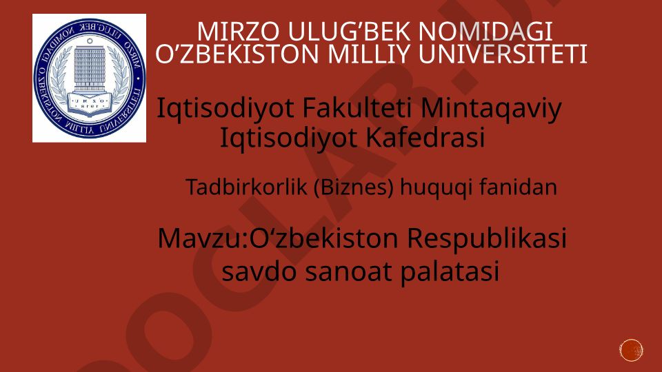 O‘zbekiston Respublikasi Savdo-sanoat palatasi – Kichik biznesning ishonchli hamkori