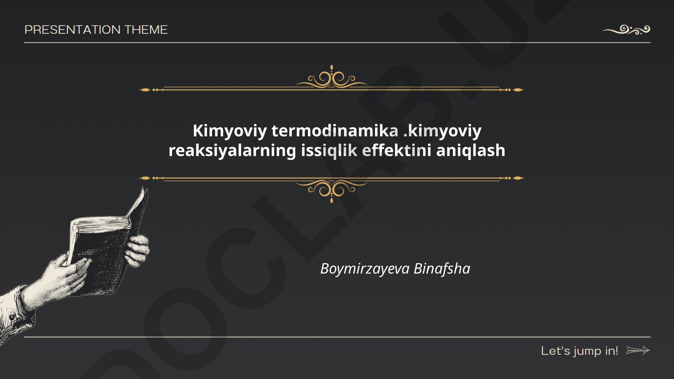 Kimyoviy termodinamika va kimyoviy reaksiyalarning issiqlik effekti