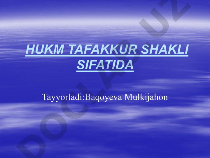 Hukm tafakkur shakli sifatida