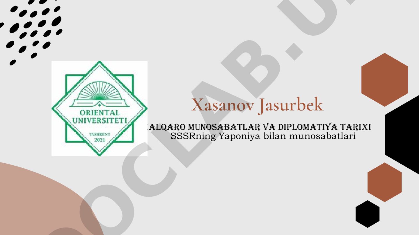 SSSRning Yaponiya bilan munosabatlari tarixi
