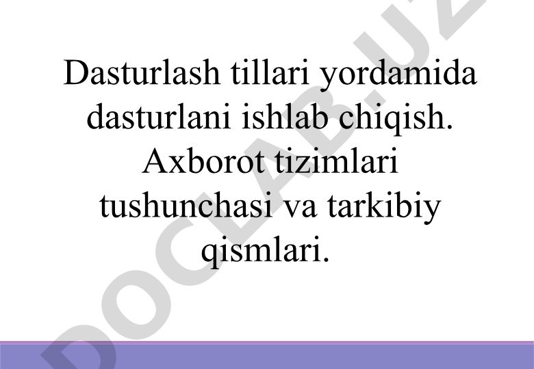 Dasturlash tillari va axborot tizimlari
