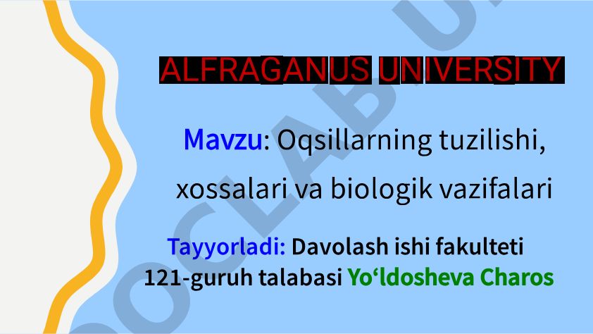 Oqsillarning tuzilishi, xossalari va biologik vazifalari