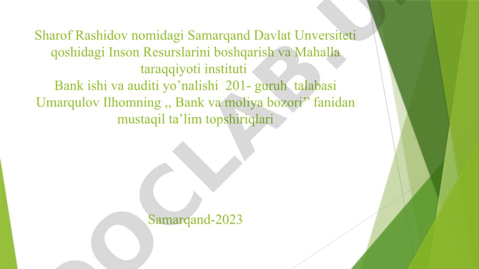 Banklarning kelib chiqishi va bank tizimi