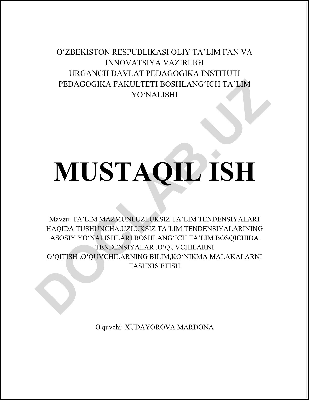 Uzluksiz ta'lim tushunchasi va tendensiyalari