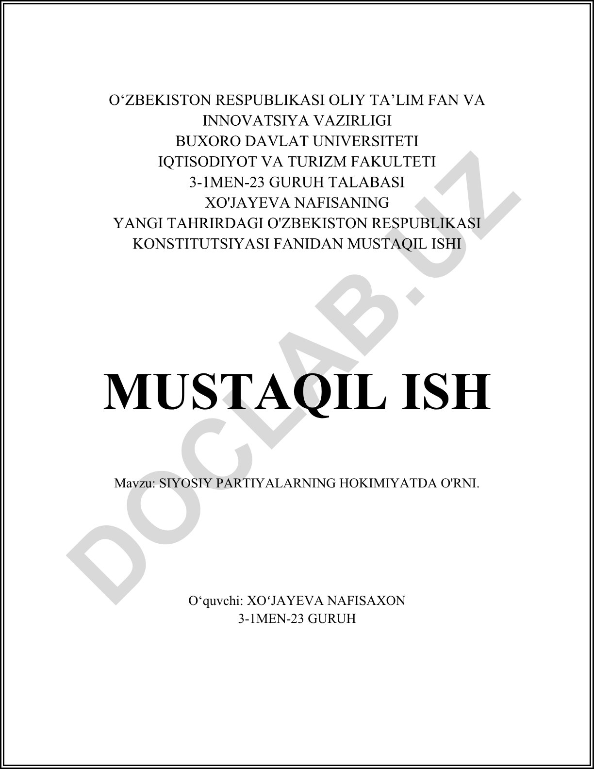Siyosiy partiyalarning hokimiyatda o'rni