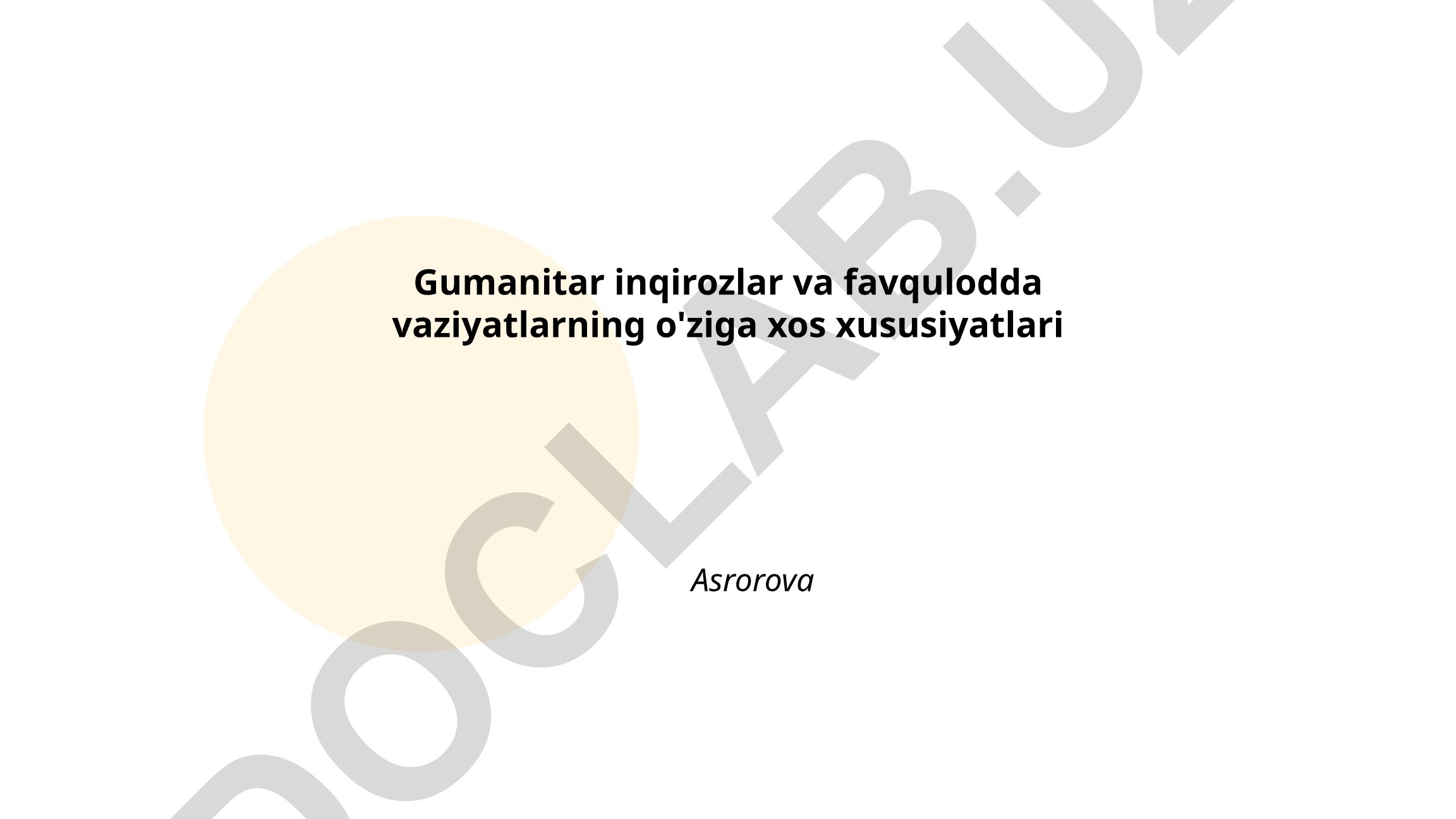 Gumanitar inqirozlar va favqulodda vaziyatlarning o'ziga xos xususiyatlari