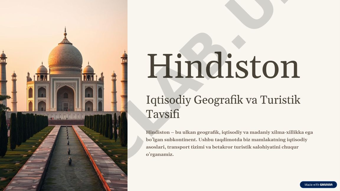 Hindiston Iqtisodiy Geografik va Turistik Tavsifi