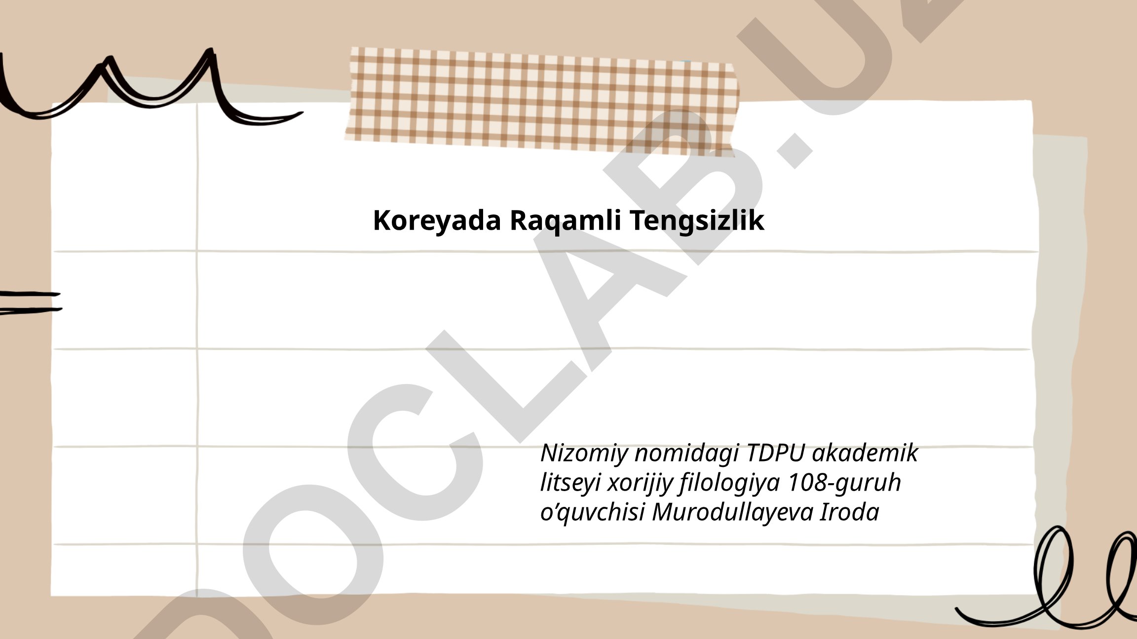 Koreyada raqamli tengsizlik va raqamli bo'linish