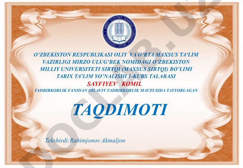Oilaviy tadbirkorlik
