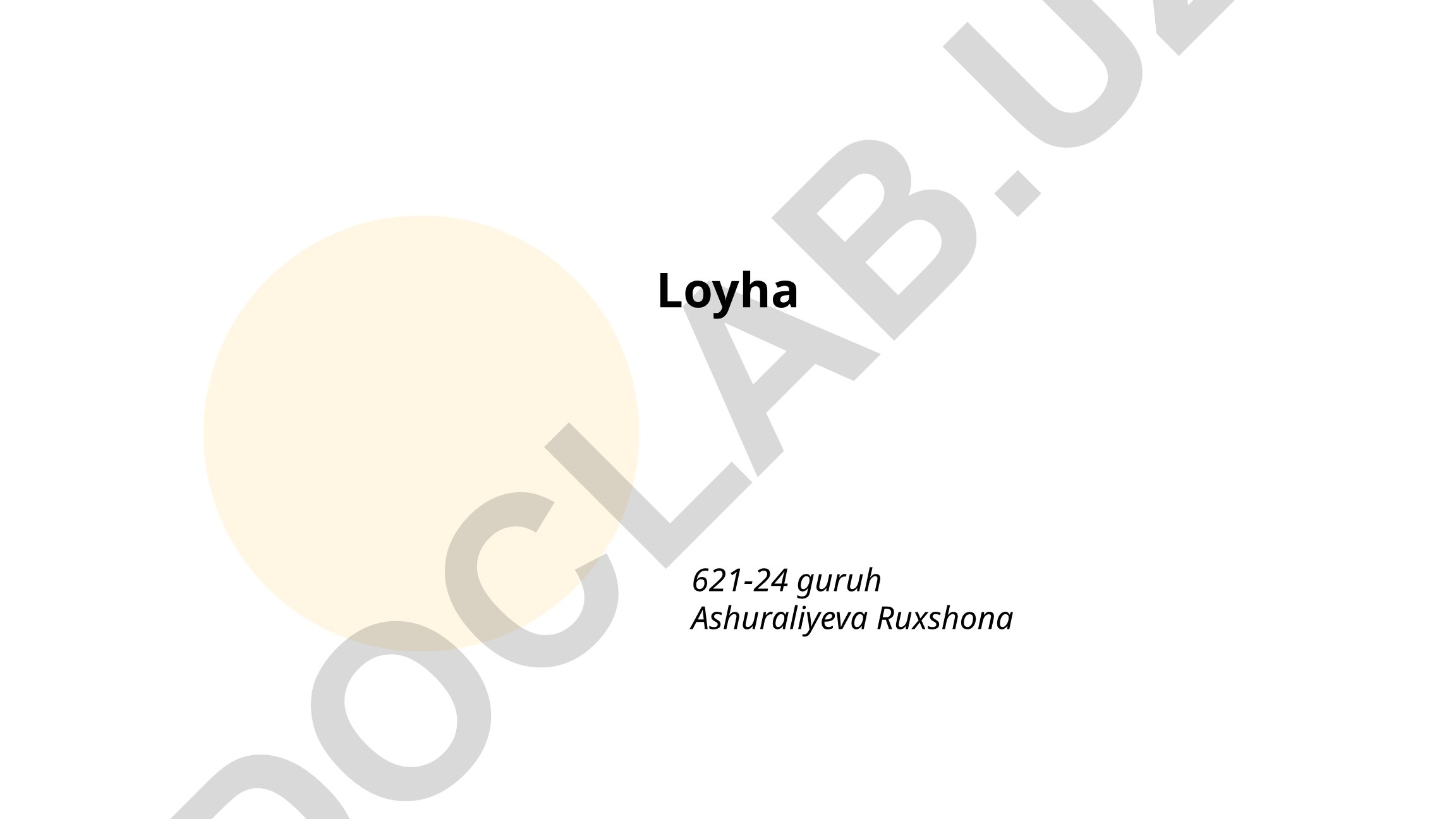 Loyiha hujjatlari va loyhalash jarayoni