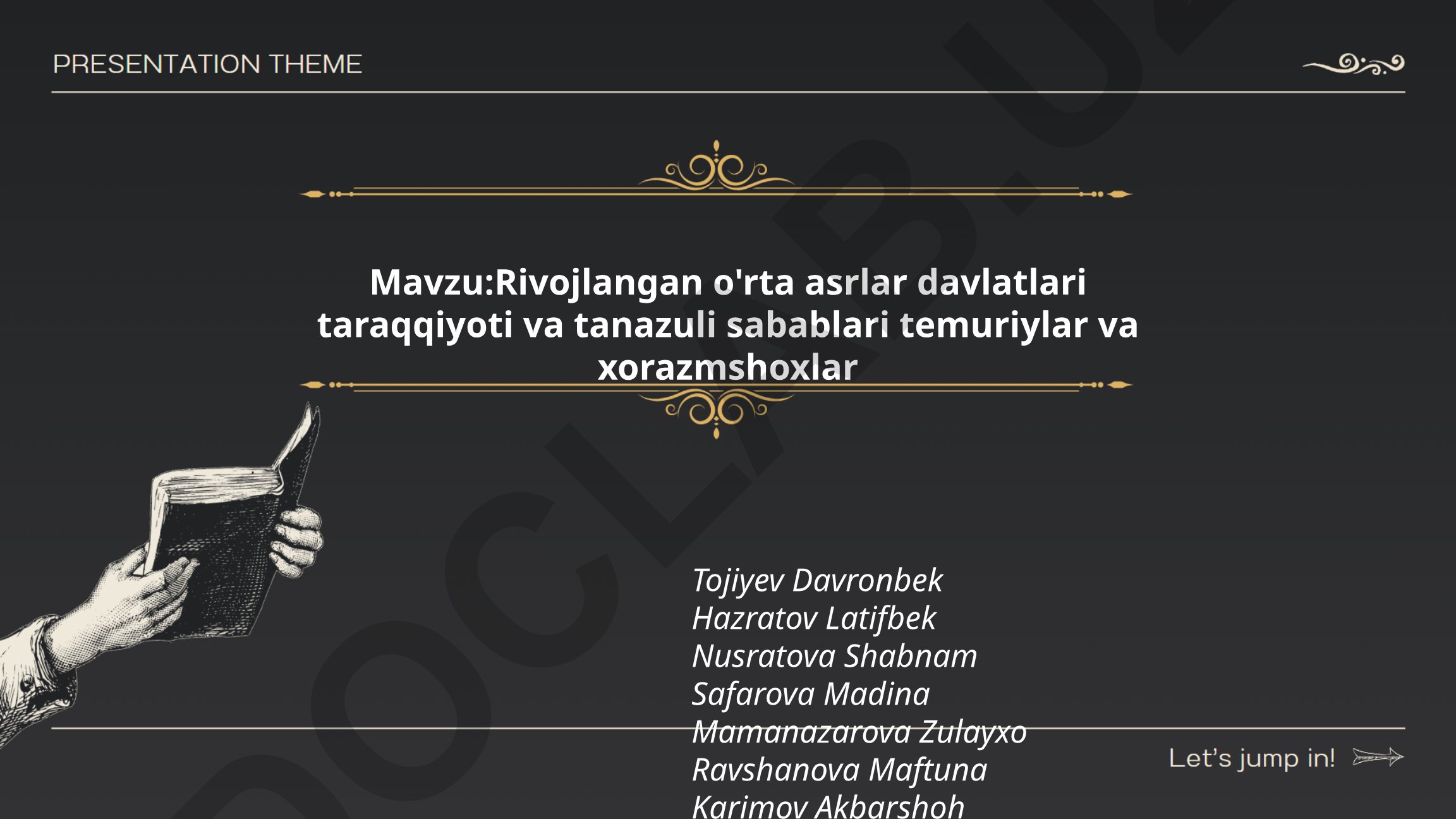 Rivojlangan o'rta asrlar davlatlari taraqqiyoti va tanazuli sabablari temuriylar va xorazmshoxlar