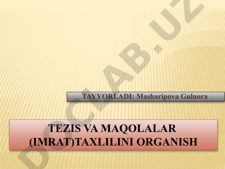 Tezis va maqolalar tahlilini o'rganish
