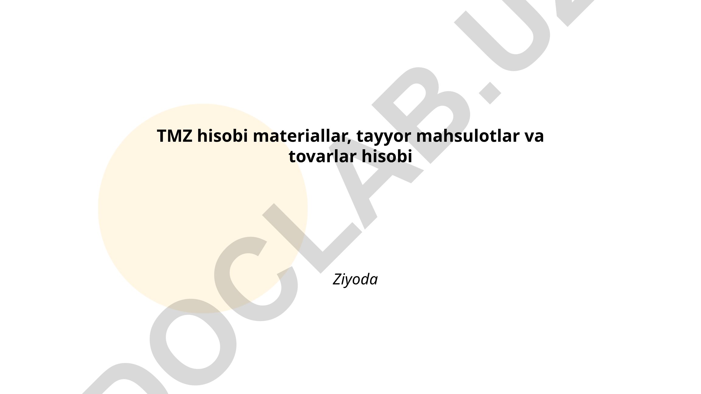 Xom ashyo, tayyor mahsulotlar va tovarlar hisobi
