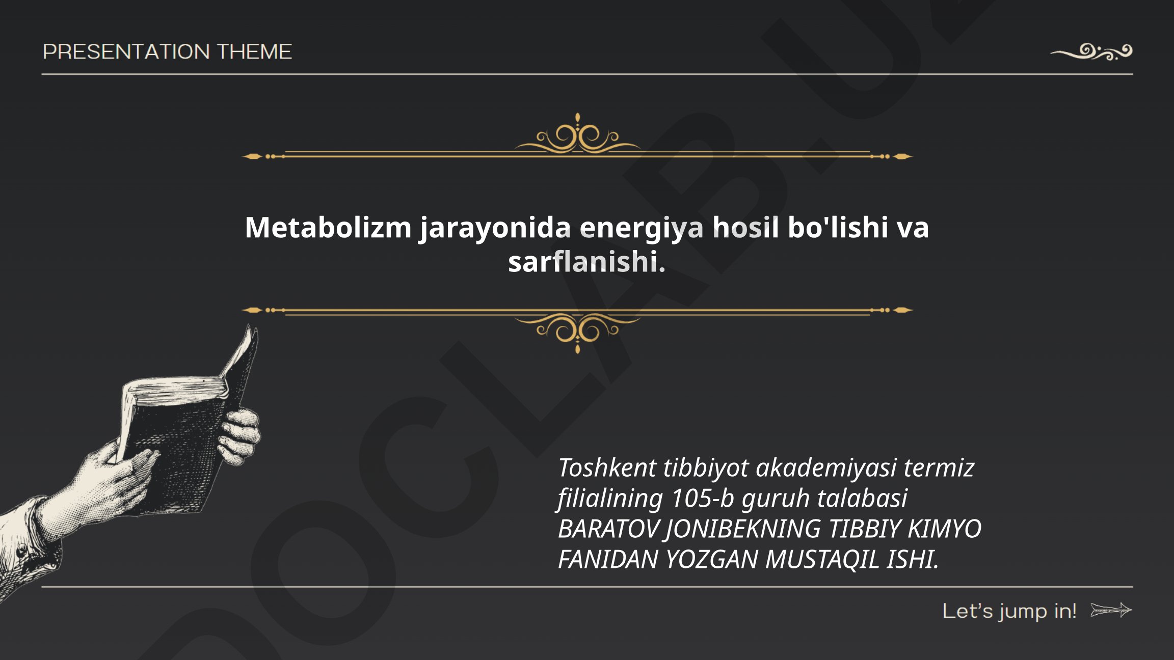Metabolizm jarayonida energiya hosil bo'lishi va sarflanishi