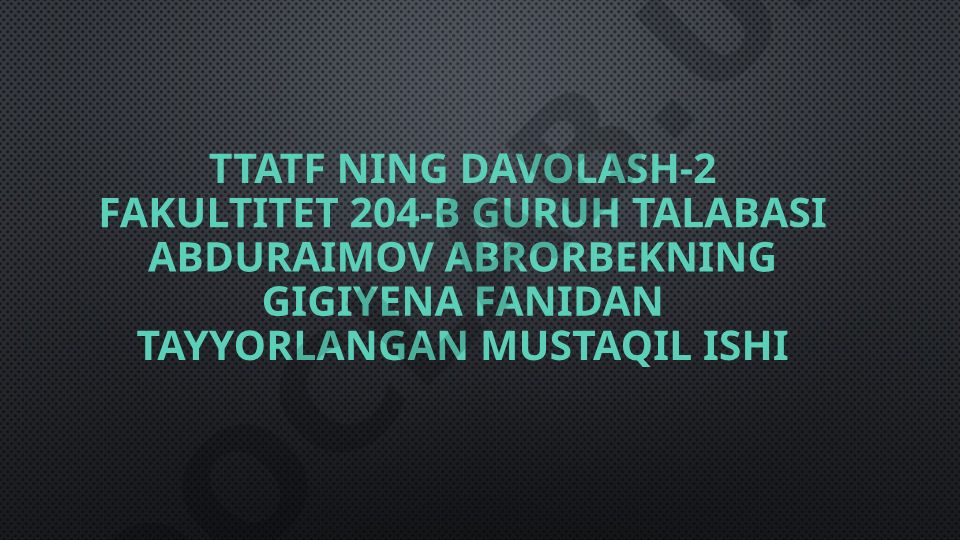 Mahalliy va markazlashgan suv ta’minoti haqida tushuncha. Uning gigiyenik ahamyati