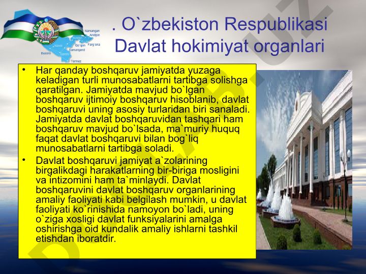 Davlat boshqaruvi va ma'muriy huquqning jamiyatdagi o'rni
