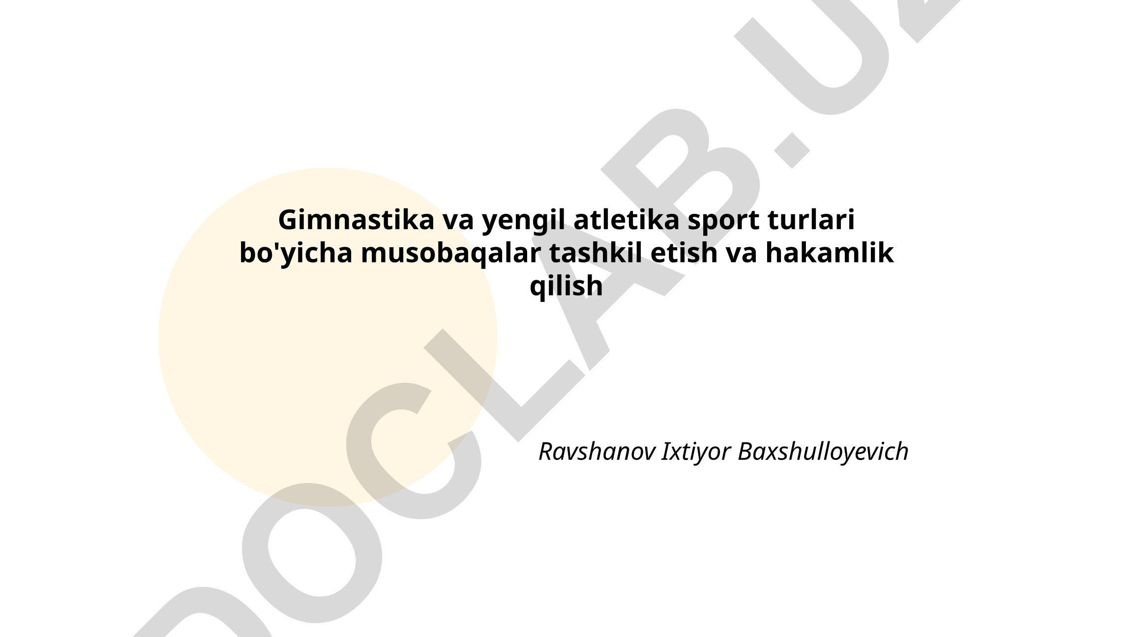 Gimnastika va yengil atletika musobaqalarini tashkil etish va hakamlik qilish