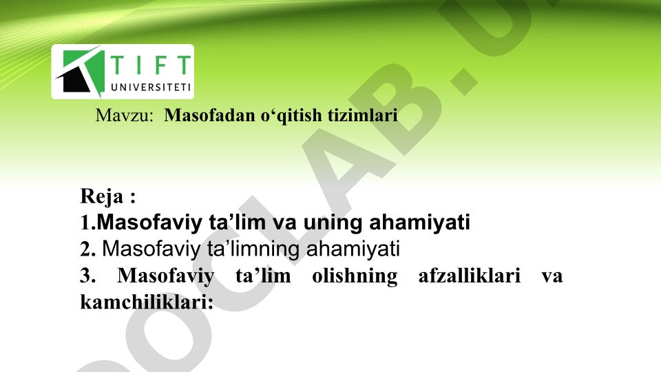 Masofadan o‘qitish tizimlari