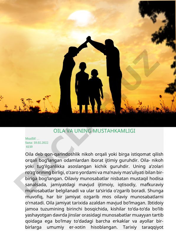 Oila va uning mustahkamligi