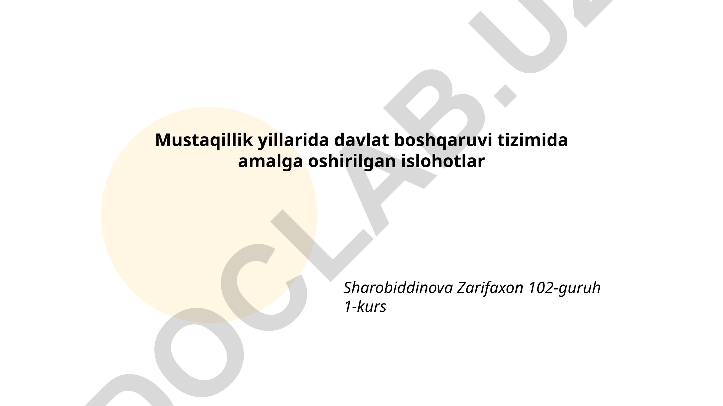 Mustaqillik yillarida davlat boshqaruvi tizimida amalga oshirilgan islohotlar