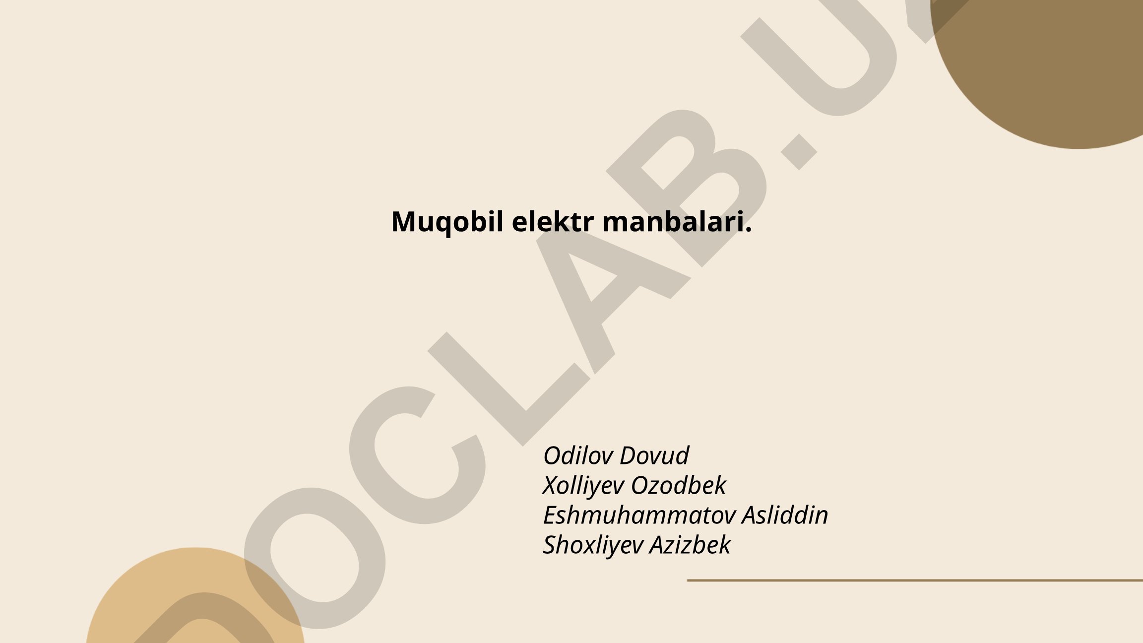 Muqobil elektr manbalari: quyosh, shamol va biomassa energiyasi
