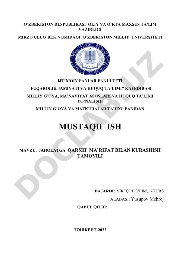 Jaholatga qarshi ma'rifat bilan kurashish tamoyili