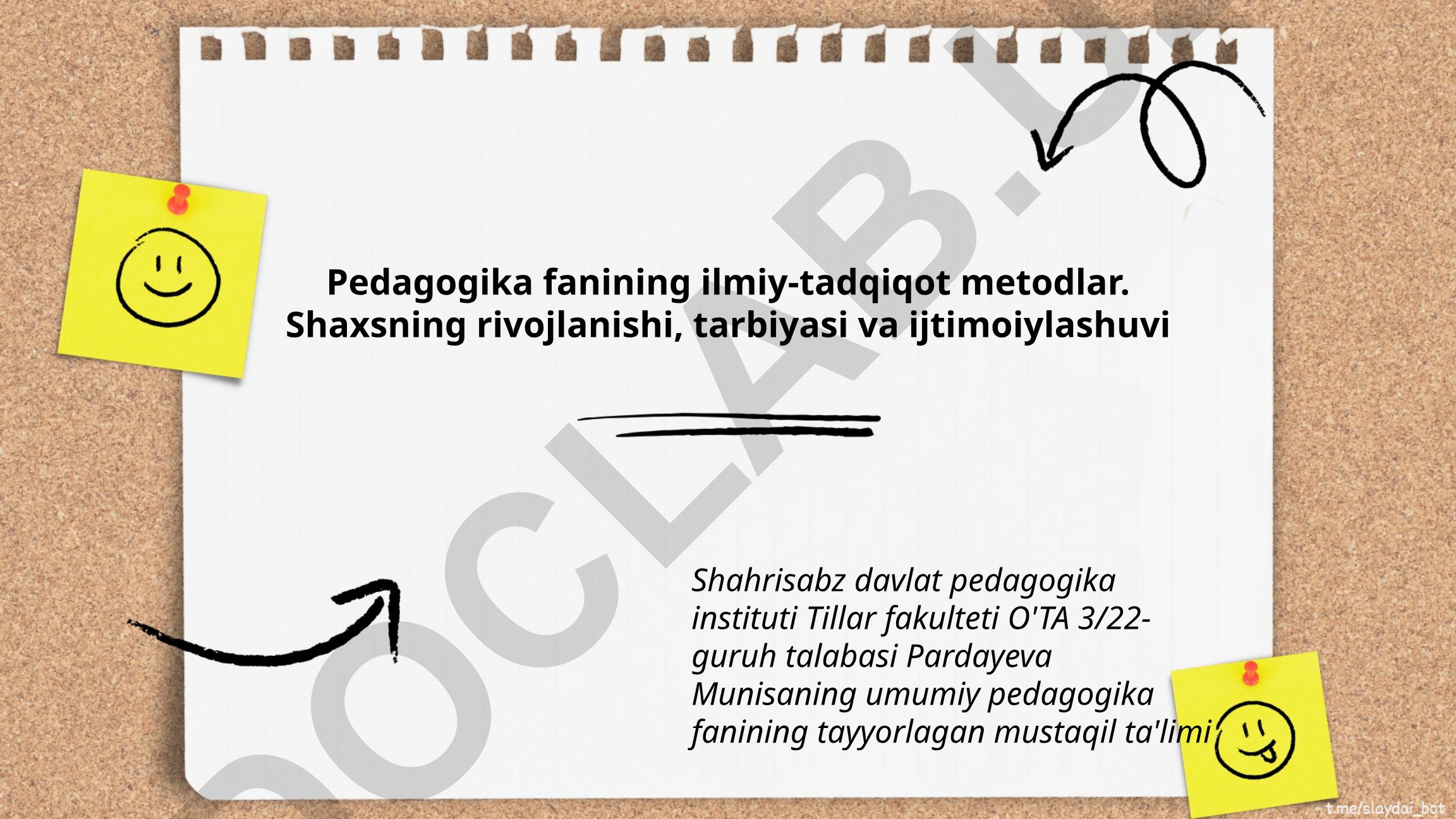 Pedagogika fanining ilmiy-tadqiqot metodlari va shaxsning rivojlanishi
