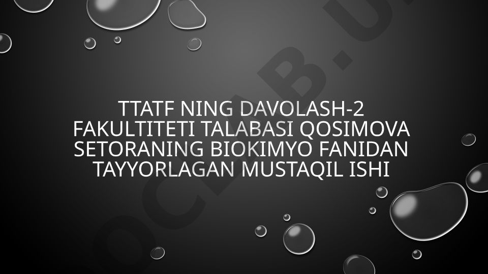 Yog' kislotalarining a va w-oksidlanishi ahamiyati, buzilishi. Geteropolisaxaridlarning ontogenez va kasalliklarda o'zgarishi