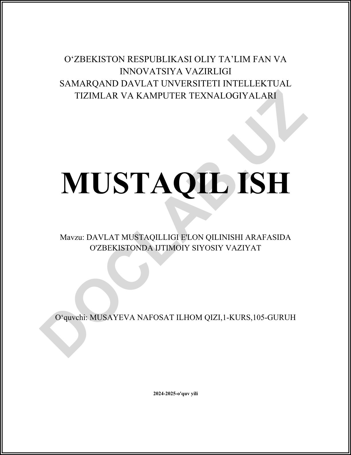 Davlat mustaqilligi e'lon qilinishi arafasida O'zbekistonda ijtimoiy siyosiy vaziyat