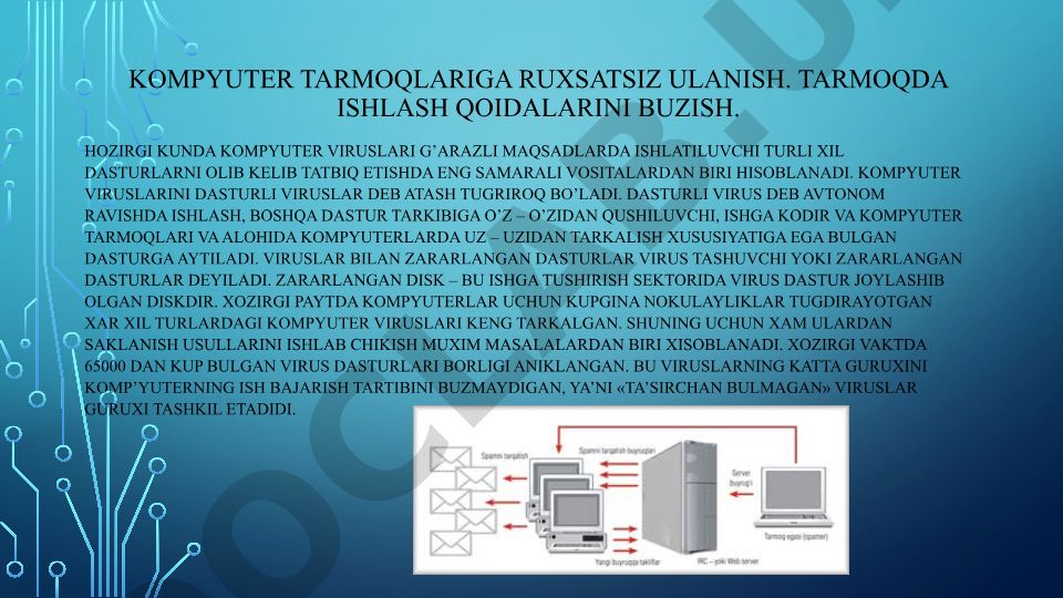 Kompyuter viruslari va tarmoqlarga ruxsatsiz ulanish
