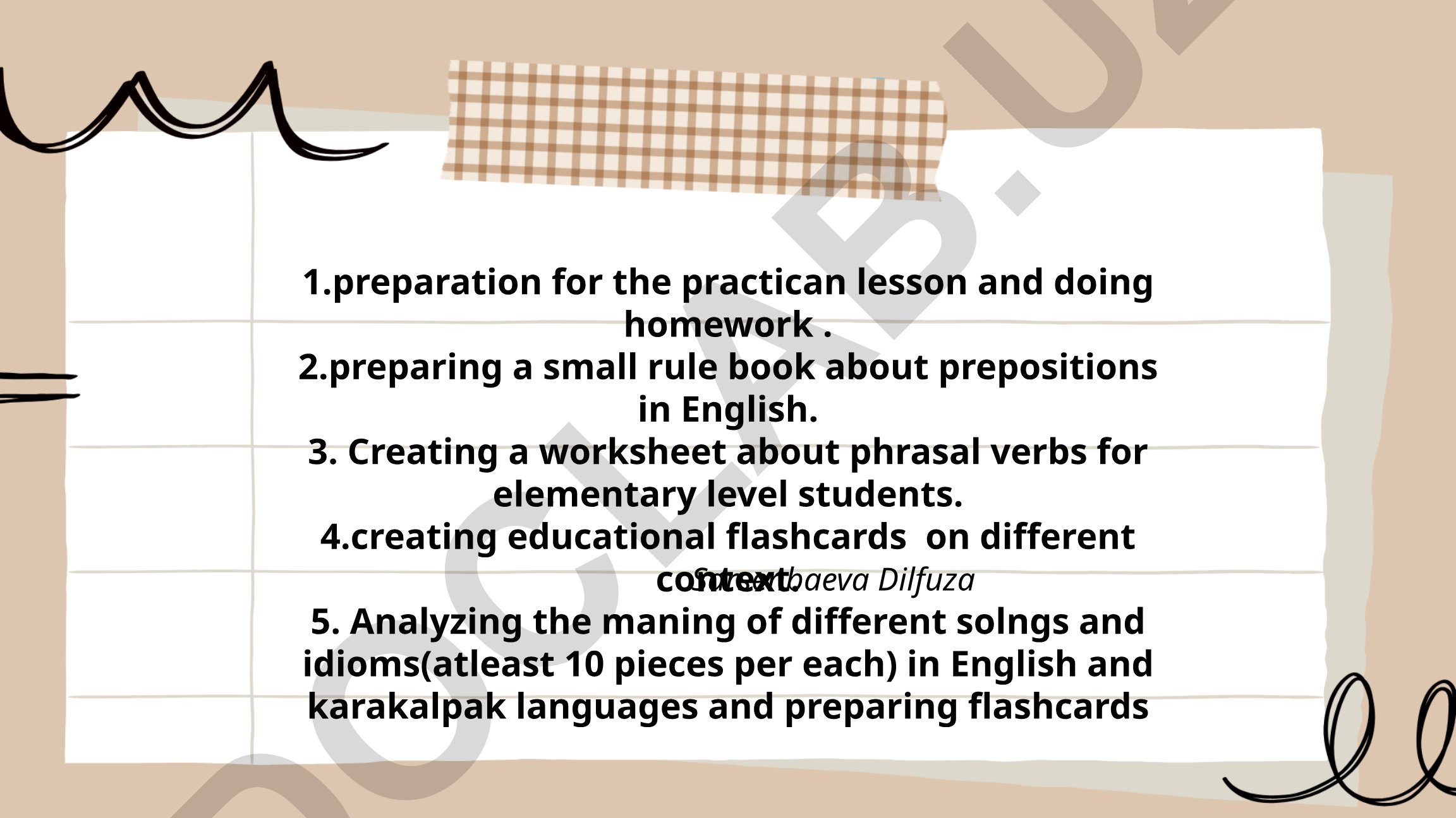 English Language Teaching Materials for Practical Lessons
