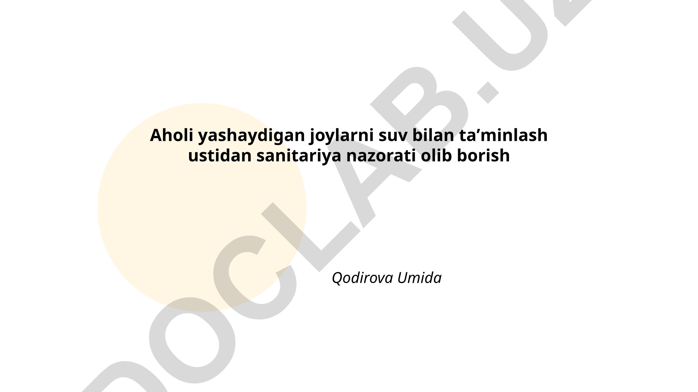 Aholi yashaydigan joylarni suv bilan taʼminlash ustidan sanitariya nazorati