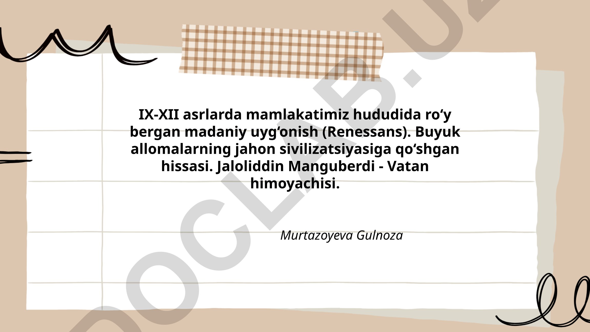 IX-XII asrlarda mamlakatimiz hududida ro‘y bergan madaniy uyg‘onish (Renessans)