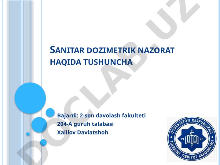 Sanitar dozimetrik nazorat haqida tushuncha