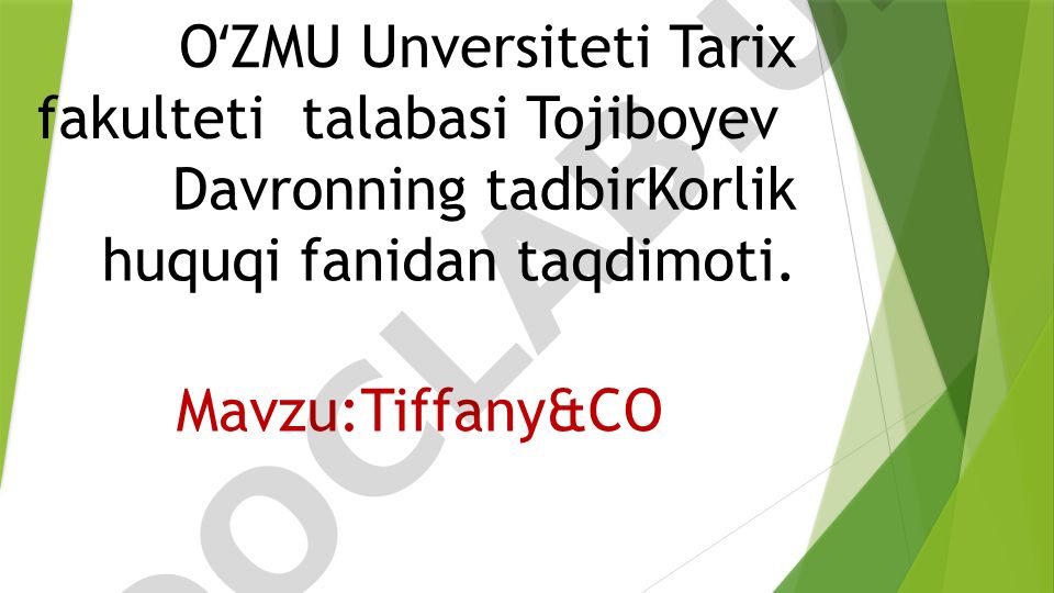 Tiffany&CO Kompaniya tarixi va faoliyati