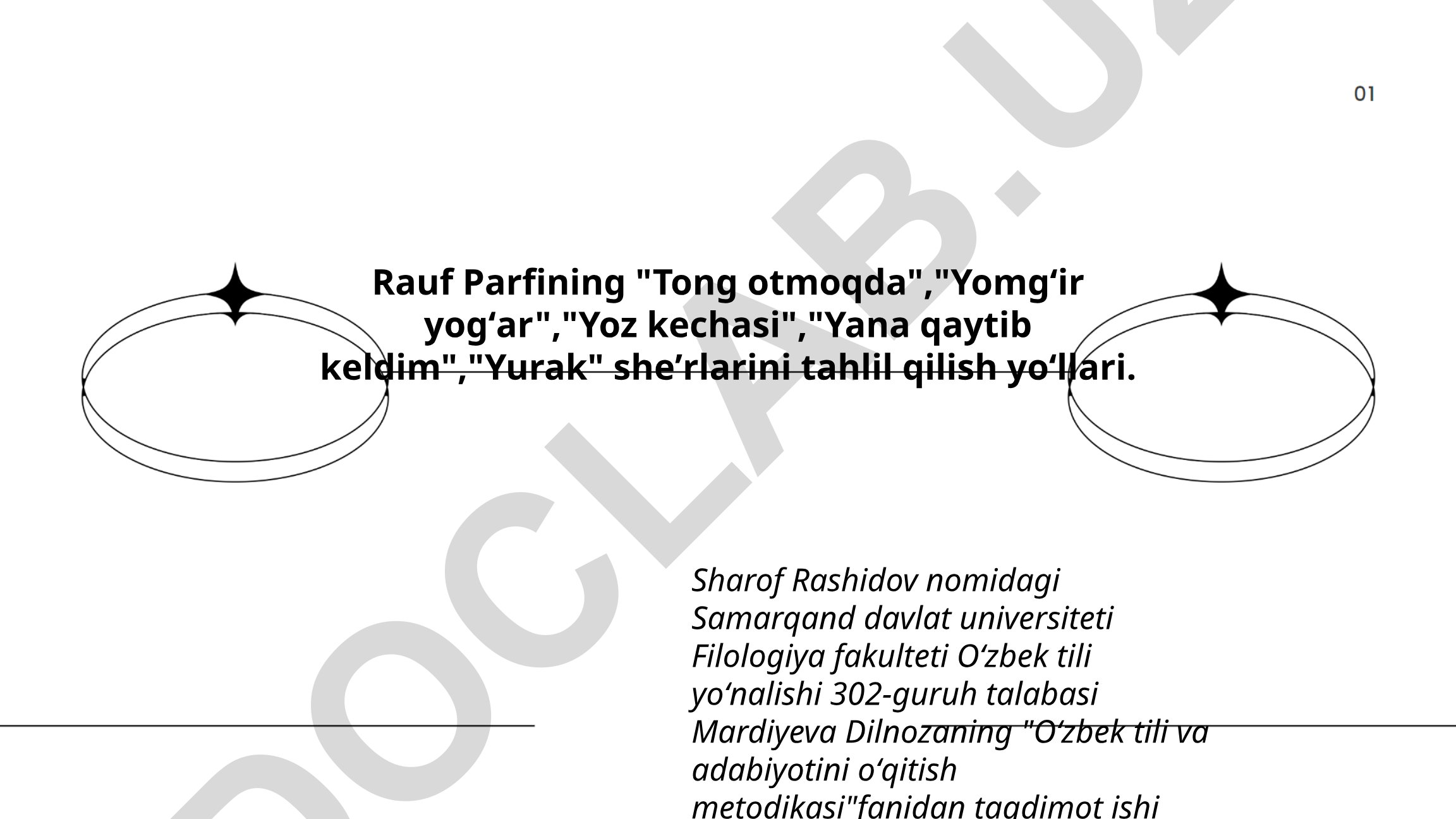 Rauf Parfining sheʼrlarini tahlil qilish yoʻllari