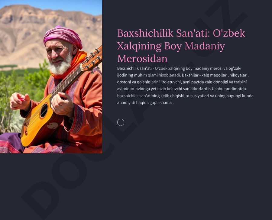 Baxshichilik San'ati: O'zbek Xalqining Boy Madaniy Merosidan