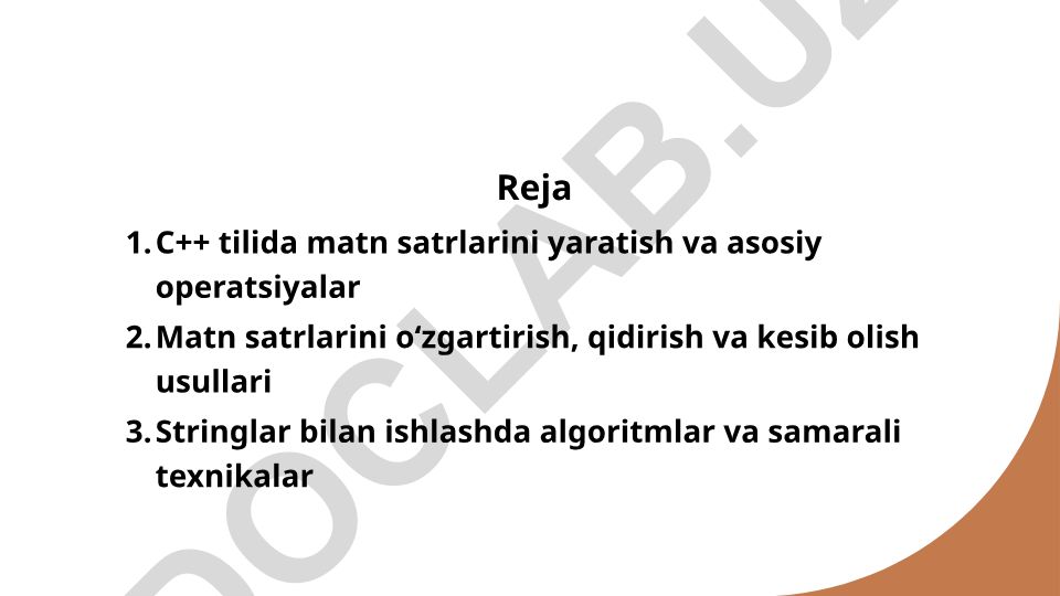 C++ da matn string bilan ishlash usullari