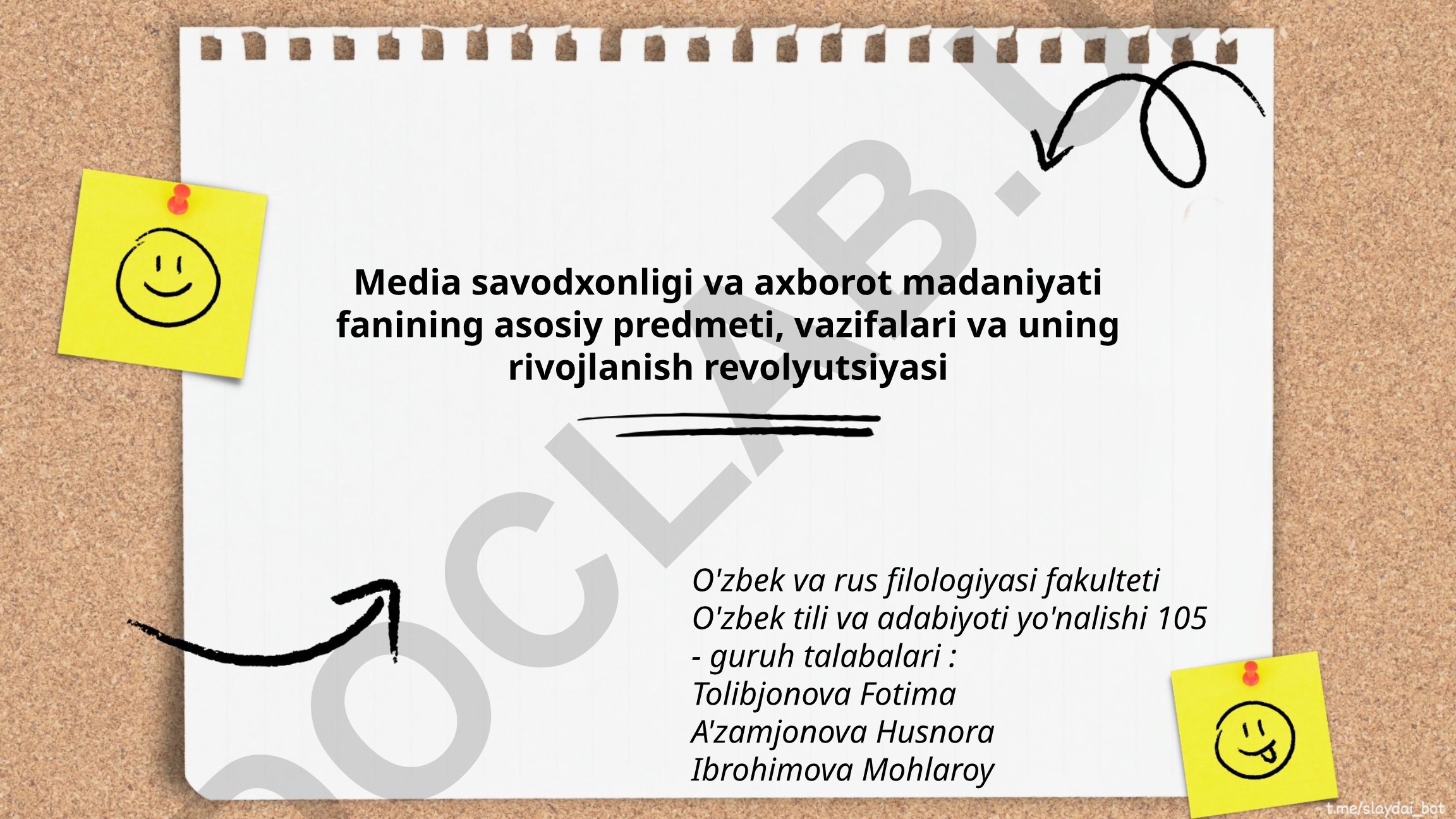 Media savodxonligi va axborot madaniyati fanining asosiy predmeti, vazifalari va rivojlanishi