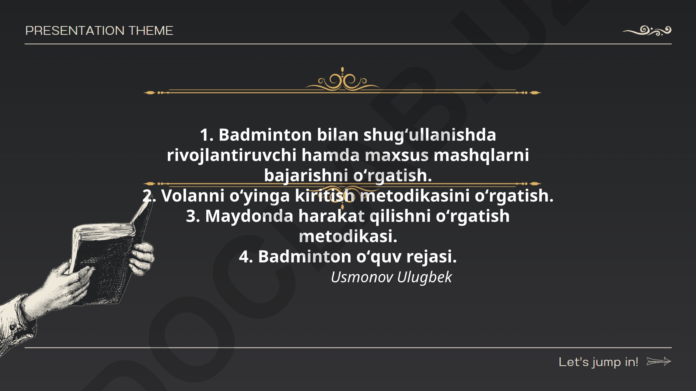 Badminton texnikalarini rivojlantirish va o'quv metodikasi