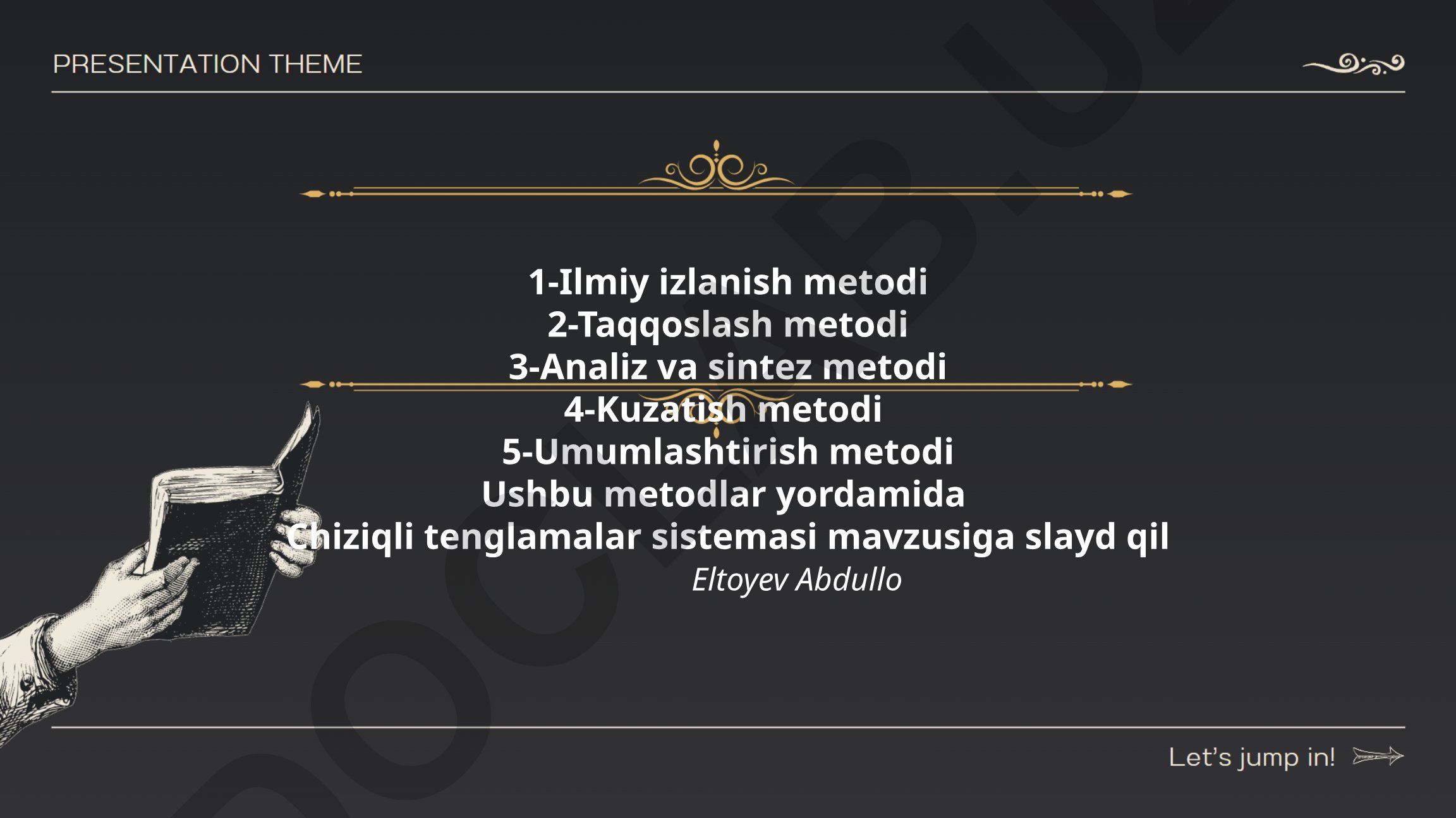 Chiziqli tenglamalar sistemasi mavzusiga slayd