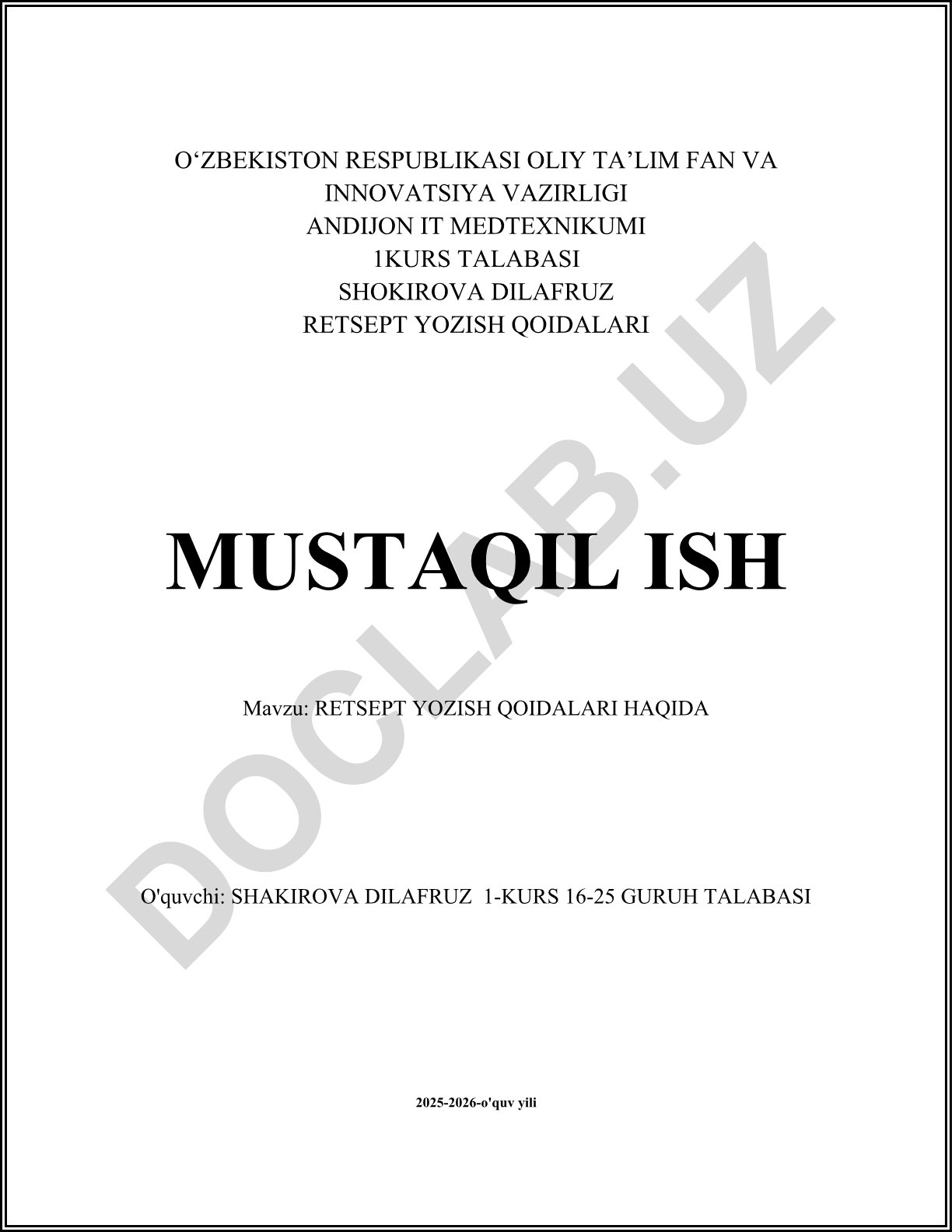 Retsept yozish qoidalari haqida