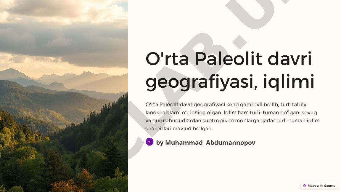 O'rta Paleolit davri geografiyasi va iqlimi
